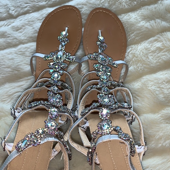 Size 10 Strappy boots sandals Bling sparkling Glam jewelled boot sandals 42 - Picture 12 of 12
